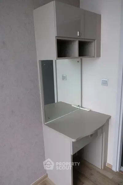 Compact study nook with modern design and built-in storage