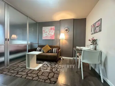 Chic modern living room with stylish decor and cozy ambiance