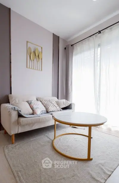 Chic and cozy living room with modern decor and natural light