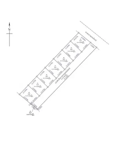 Detailed schematic plan of a real estate plot layout with measurements.