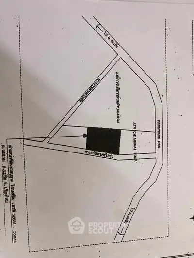 Detailed schematic map of a property location with surrounding roads.