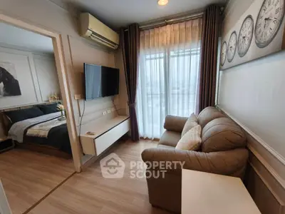 Cozy living room with modern decor and natural light