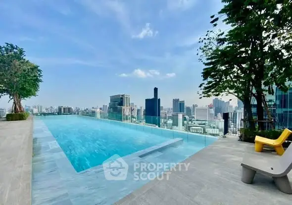 Stunning rooftop pool with panoramic city skyline views, perfect for luxury urban living.