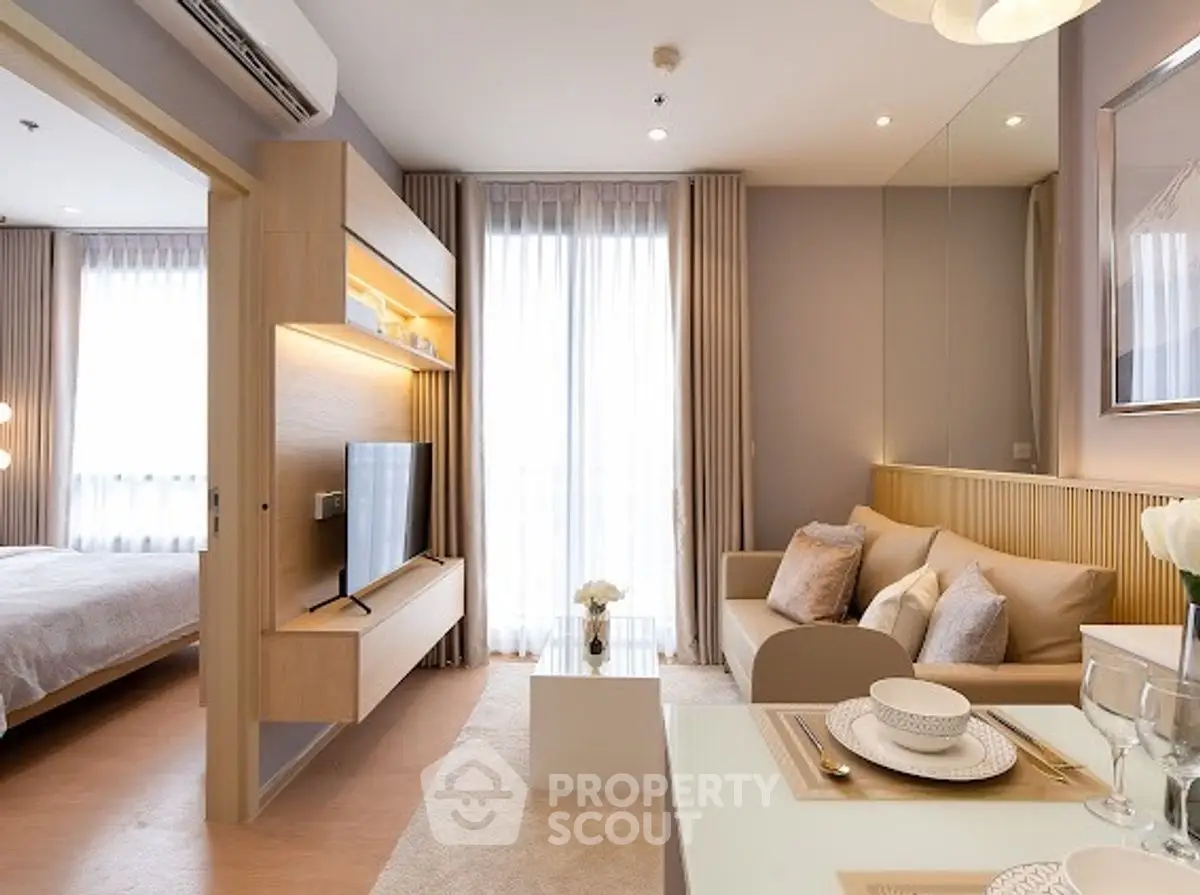 Modern living room with elegant decor and natural light