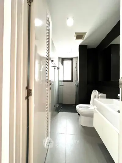 Modern bathroom with sleek fixtures and minimalist design