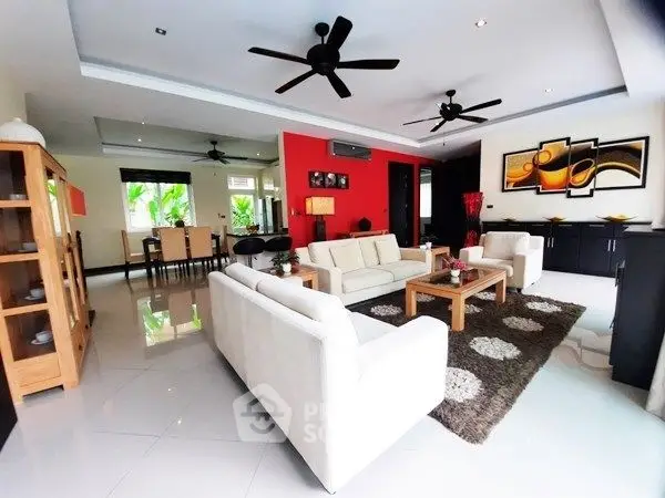 Spacious modern living room with elegant decor and open layout