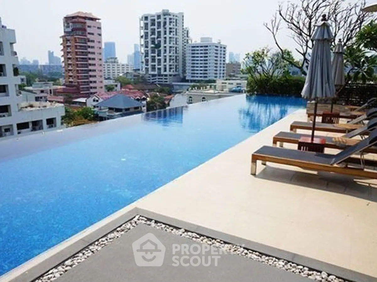 Luxurious rooftop infinity pool with stunning city skyline views