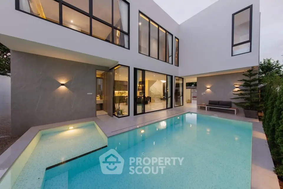 Luxurious modern home with stunning pool and elegant architecture, perfect for upscale living.
