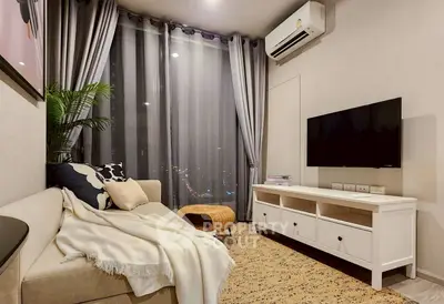 Cozy living room with modern decor and city view