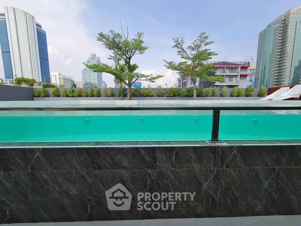 Luxurious rooftop pool with stunning cityscape views and modern design.