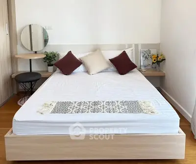 Cozy bedroom with modern decor and stylish furnishings