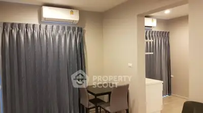 Modern apartment interior with dining area and air conditioning