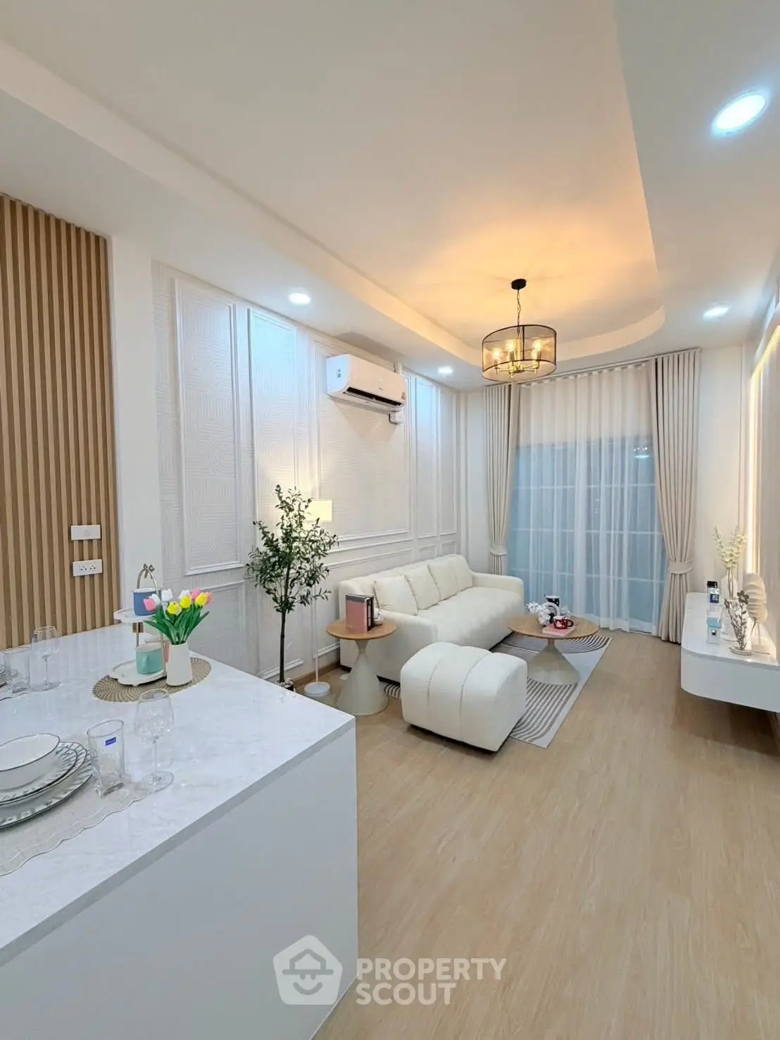 Modern living room with elegant decor and cozy ambiance