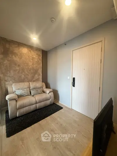 Cozy living room with modern sofa and stylish decor