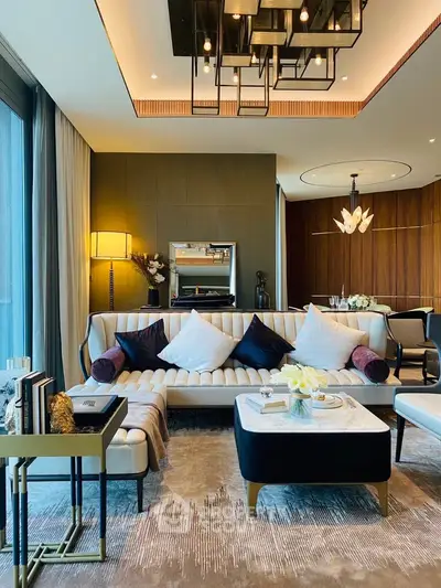 Luxurious modern living room with elegant decor and stylish furniture, perfect for sophisticated urban living.