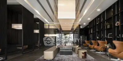 Luxurious modern living room with elegant decor and stylish furniture in a high-end apartment.