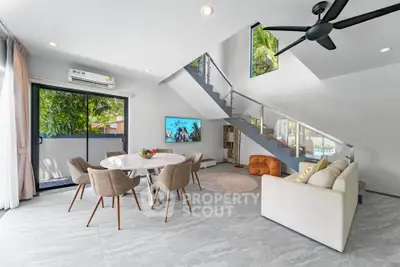 Spacious modern living room with open layout and stylish decor