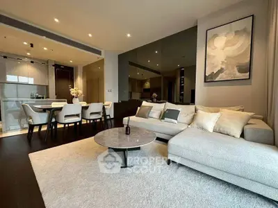 Luxurious modern living room with elegant dining area and stylish decor