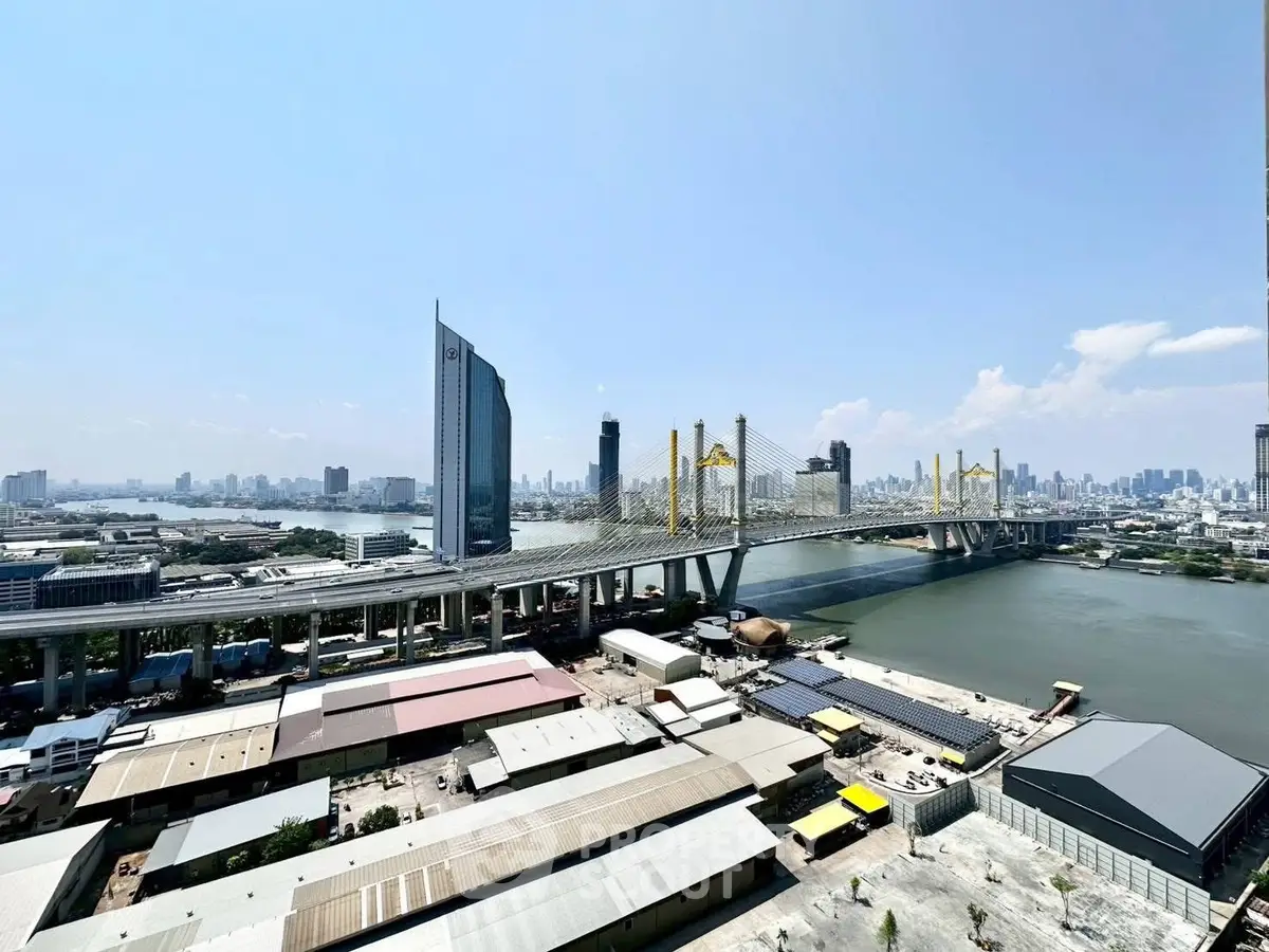 Stunning cityscape view with iconic bridge and modern skyline, perfect for urban living enthusiasts.