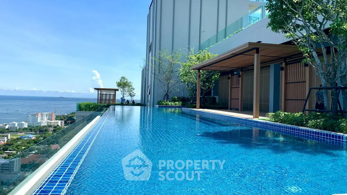 Luxurious rooftop infinity pool with stunning ocean view and modern design.