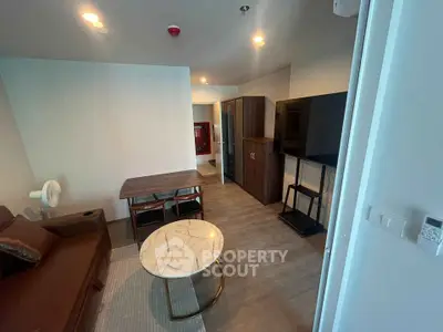 Modern living room with stylish furniture and open layout in a contemporary apartment.