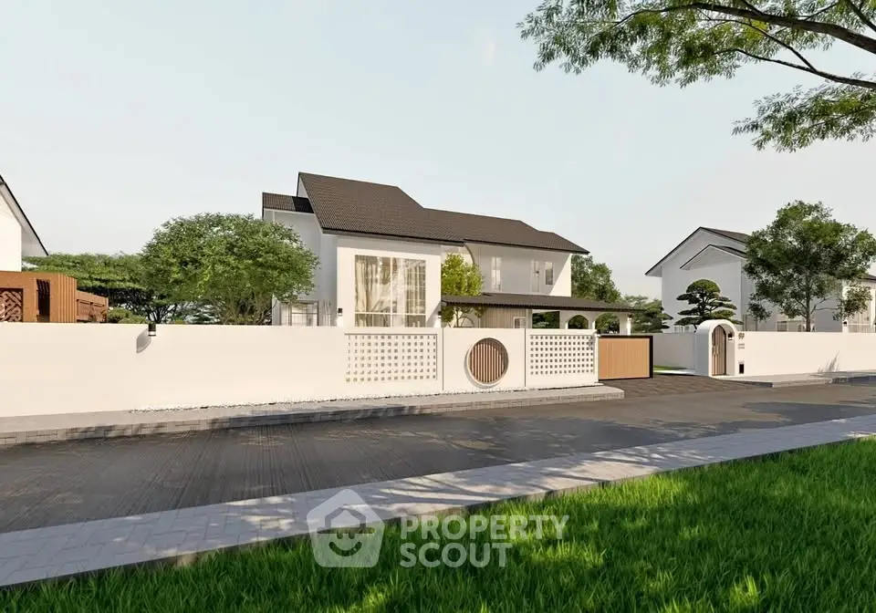 Modern luxury home with sleek design and lush landscaping