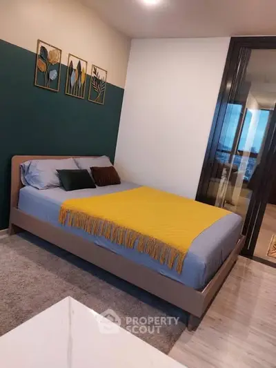 Modern bedroom with stylish decor and cozy ambiance