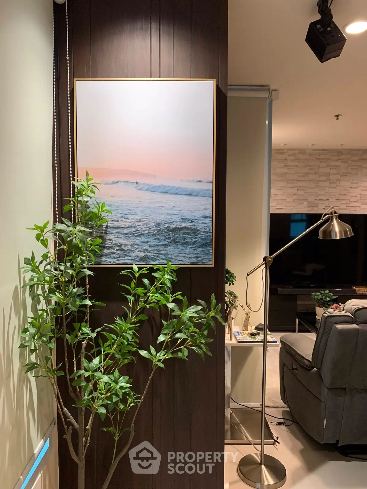 Stylish living room with modern decor and cozy seating area