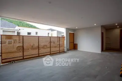 Spacious modern garage with sleek design and natural light