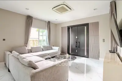 Modern living room with elegant sofa and sleek decor