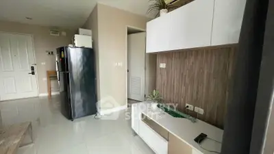 Modern apartment interior with sleek kitchen and stylish decor