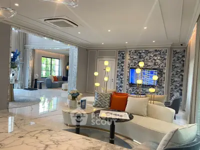 Luxurious modern living room with elegant decor and spacious layout