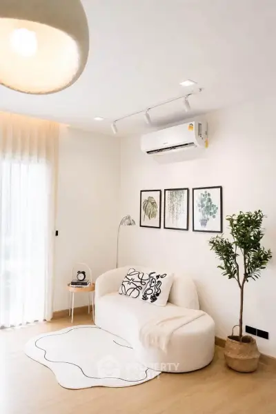 Stylish modern living room with elegant decor and natural light