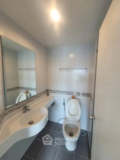 Modern bathroom with sleek fixtures and contemporary design