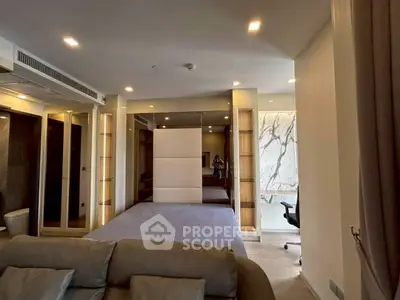 Luxurious modern bedroom with stylish decor and cozy ambiance