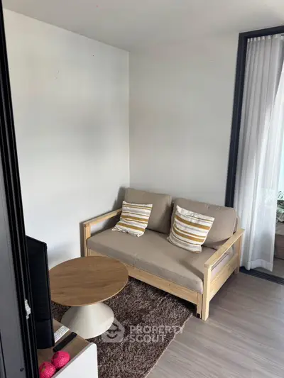 Cozy living room with modern sofa and stylish coffee table