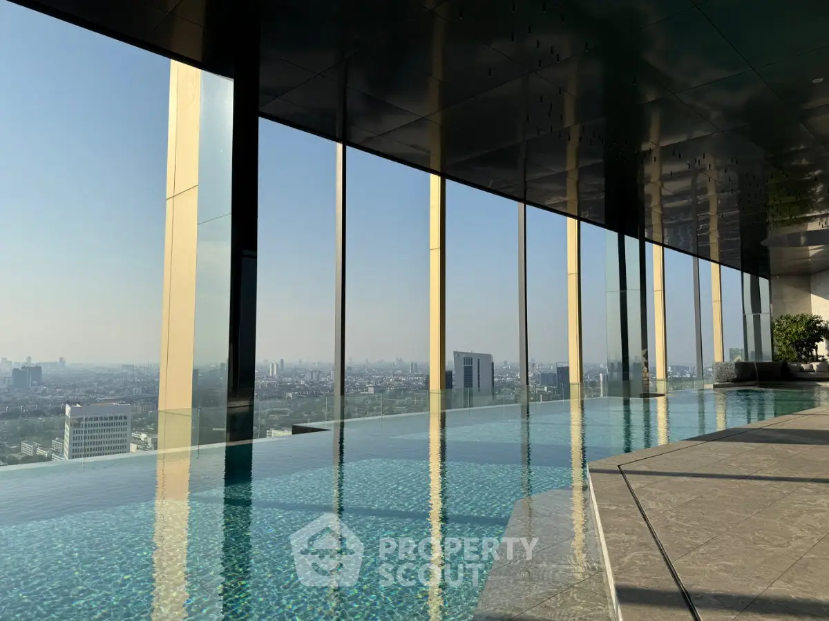 Luxurious rooftop infinity pool with stunning city skyline views, perfect for relaxation and leisure.