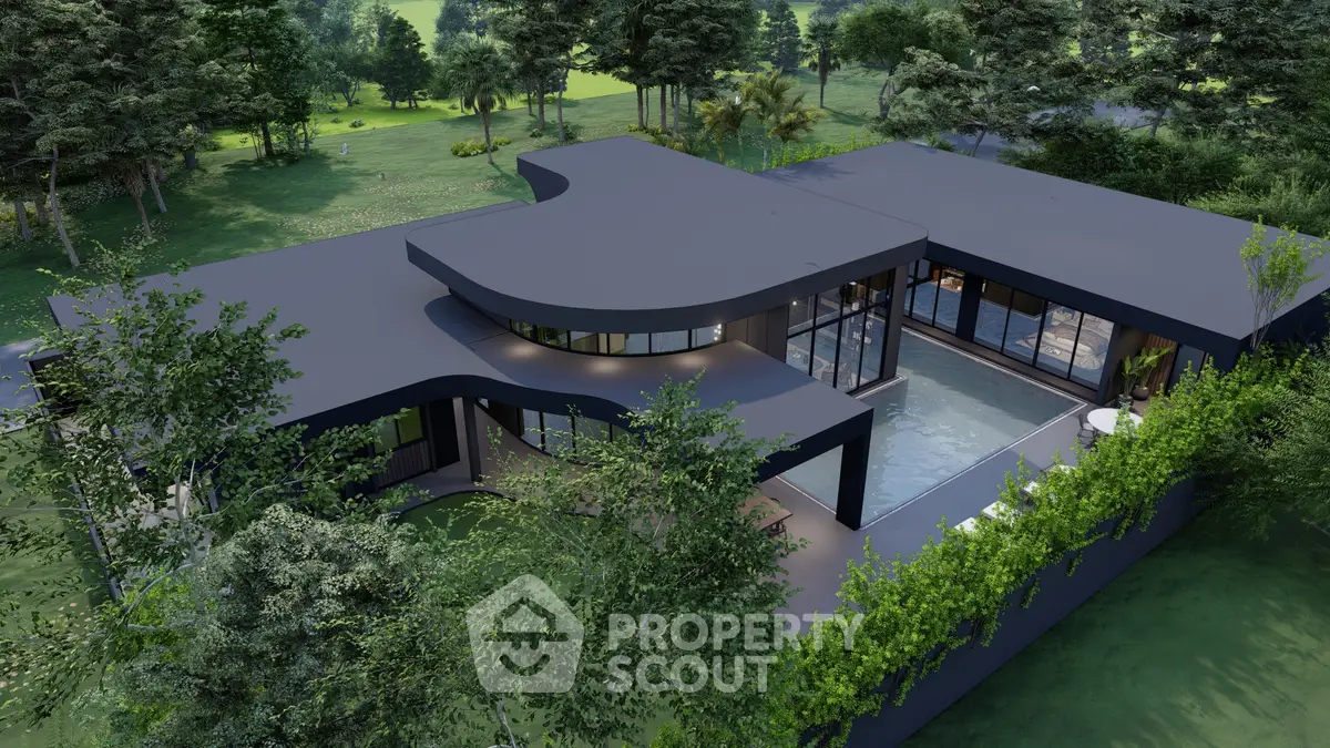 Stunning modern architectural home with sleek design and lush greenery