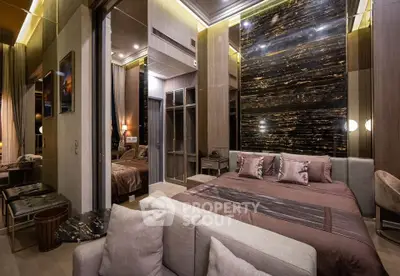 Luxurious modern bedroom with elegant decor and plush furnishings