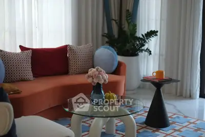 Stylish living room with modern furniture and vibrant decor