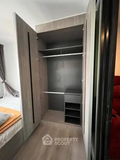 Spacious modern wardrobe in a stylish bedroom with elegant design