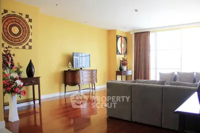 Spacious living room with elegant decor and natural light