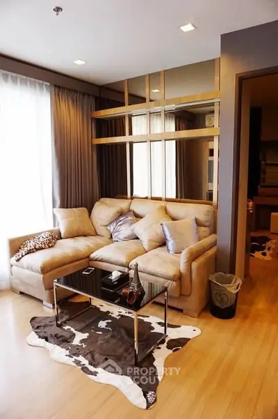 Stylish living room with modern decor and cozy seating area