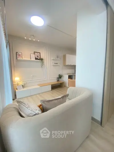 Chic modern living room with cozy seating and stylish decor