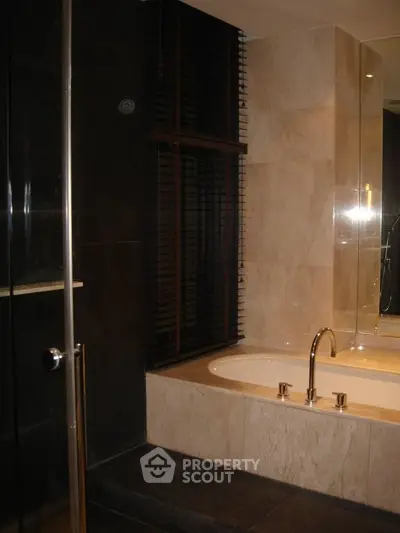 Luxurious bathroom with elegant bathtub and modern design