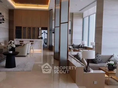 Luxurious modern living room with elegant decor and spacious seating area