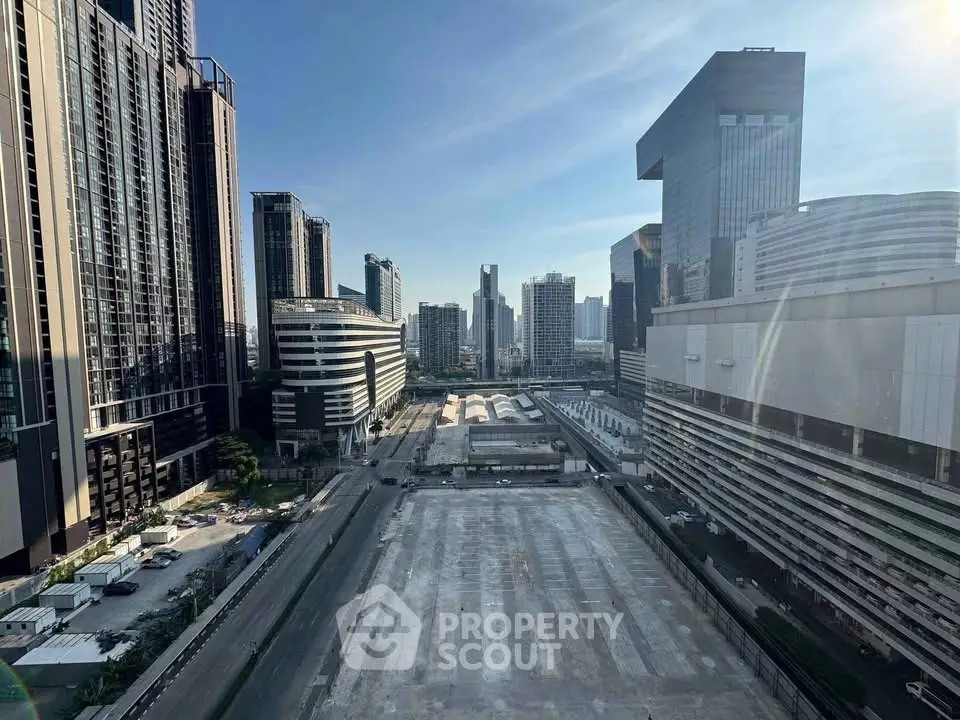 Stunning urban skyline view with modern skyscrapers and clear blue sky, perfect for city living enthusiasts.