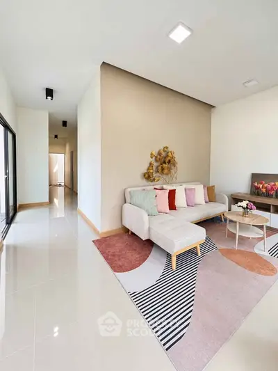 Modern living room with stylish decor and natural light