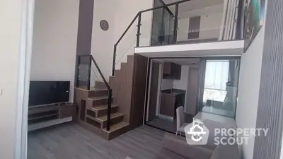 Modern duplex apartment with stylish interior and mezzanine floor