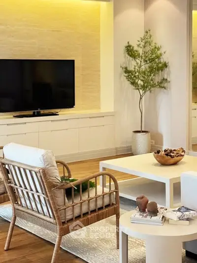Stylish living room with modern decor and natural lighting